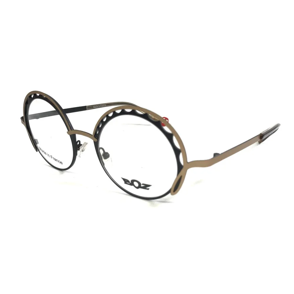 BOZ Eyeglasses Frames MICHKA 5000 Matte Black Gold Round Full Rim 46-21-140